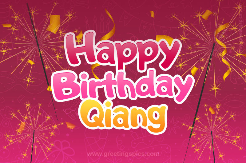 Happy Birthday Qiang Image with sparklers