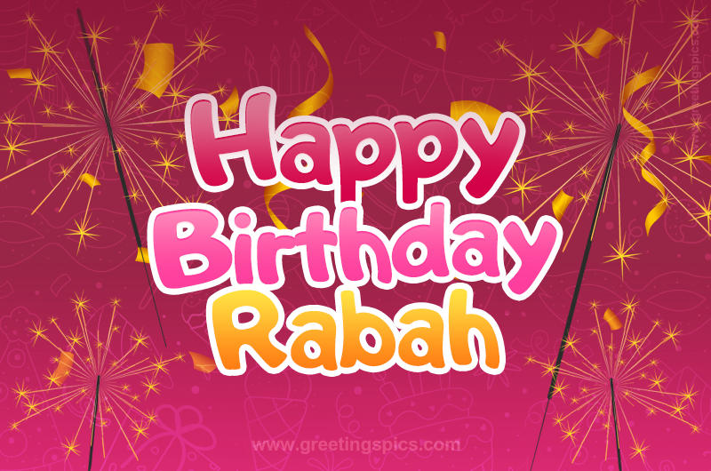 Happy Birthday Rabah Image with sparklers