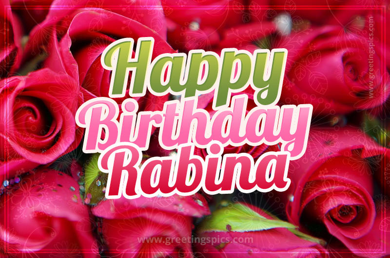 Happy Birthday Rabina beautiful Image with red roses