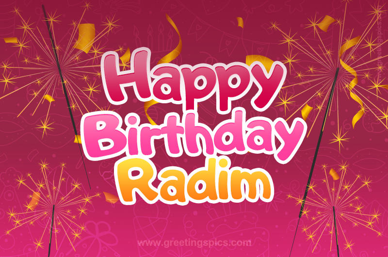 Happy Birthday Radim Image with sparklers