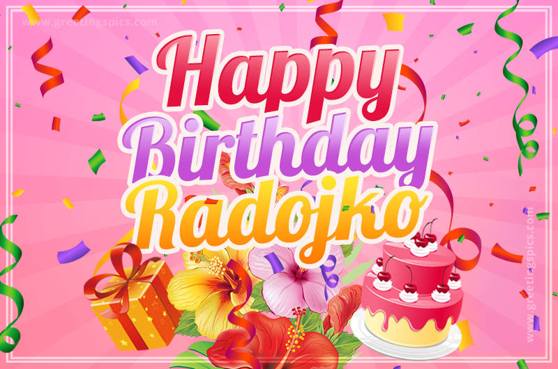 Beautiful Birthday Card for Radojko with pink background