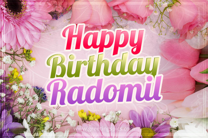 Happy Birthday Radomil Picture with beautiful flowers