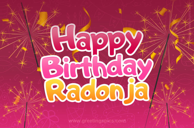 Happy Birthday Radonja Image with sparklers