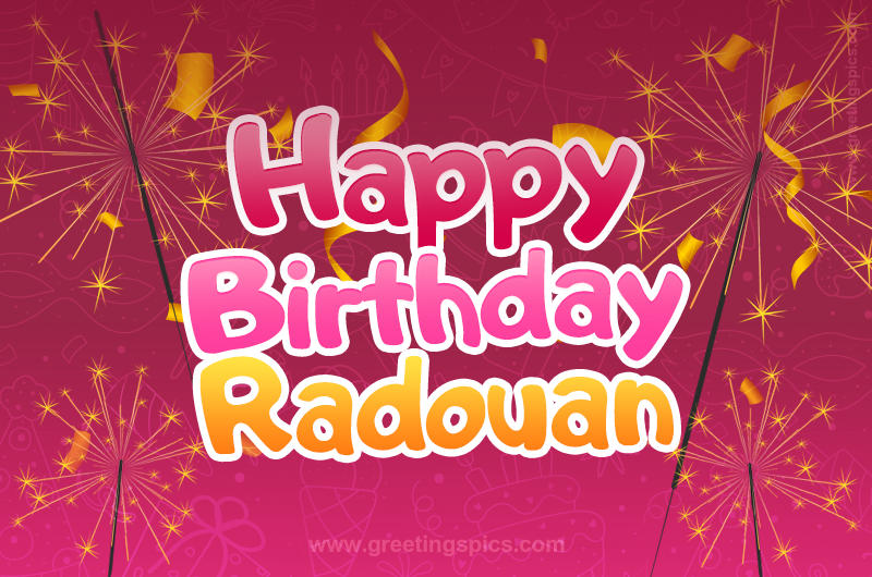 Happy Birthday Radouan Image with sparklers