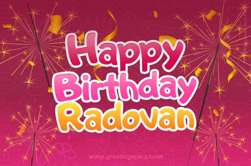 Happy Birthday Radovan Image with sparklers