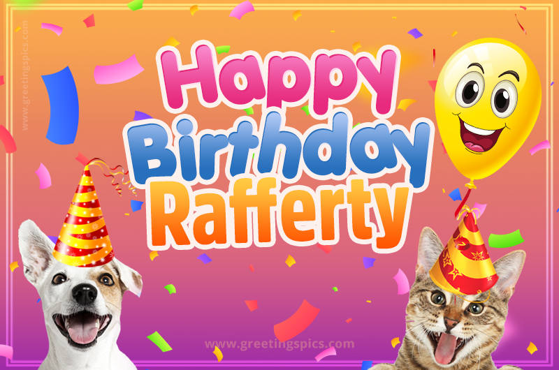 Happy Birthday Rafferty Funny Image with cat and dog