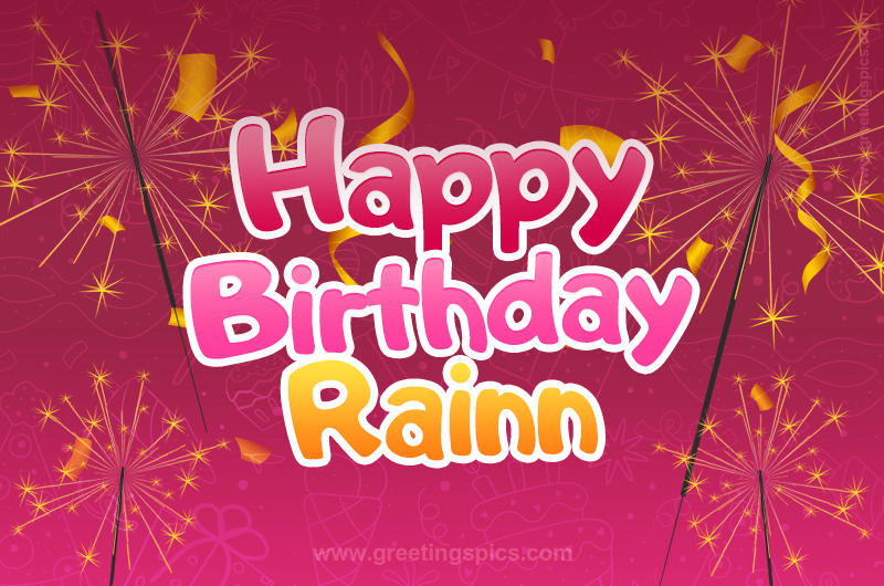 Happy Birthday Rainn Image with sparklers