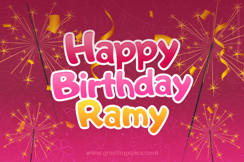 Happy Birthday Ramy Image with sparklers