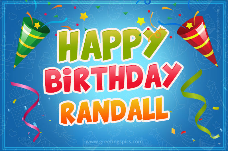 Happy Birthday Randall picture with confetti and party poppers