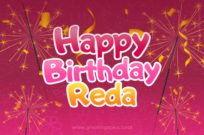 Happy Birthday Reda Image with sparklers