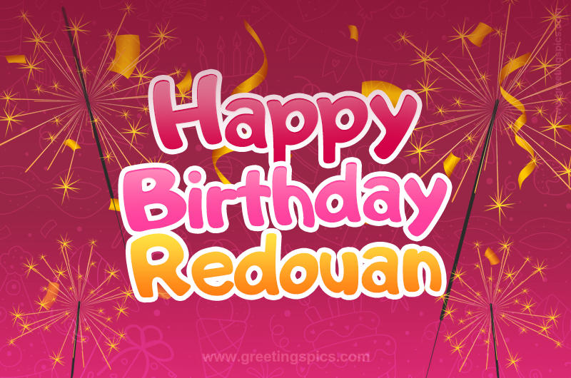 Happy Birthday Redouan Image with sparklers