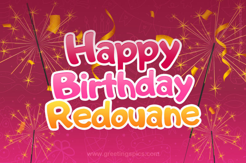 Happy Birthday Redouane Image with sparklers