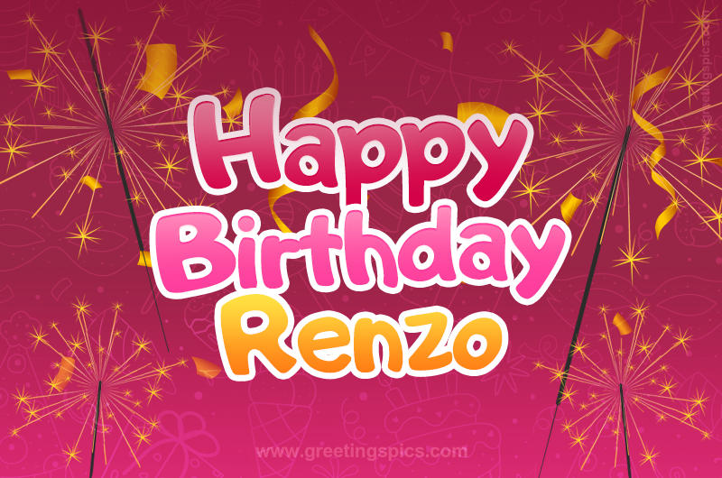 Happy Birthday Renzo Image with sparklers