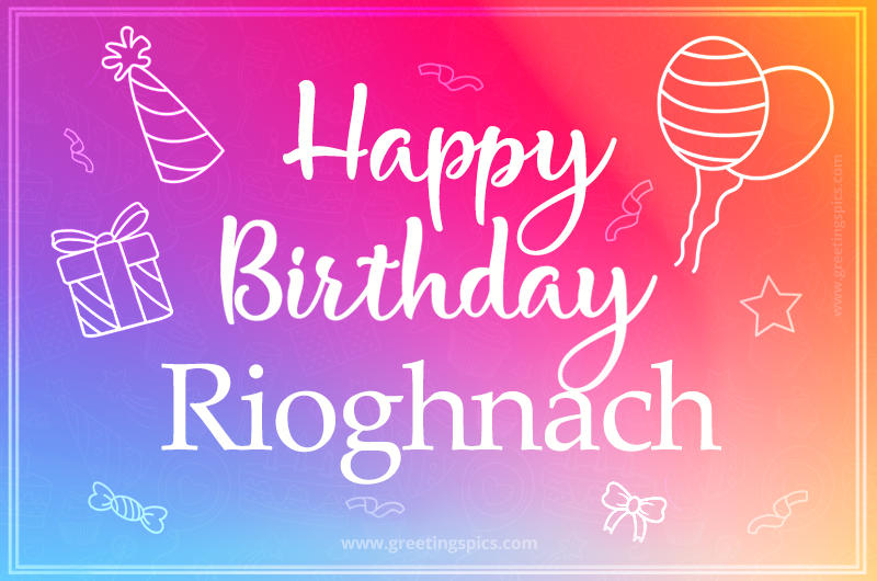 Colorful Happy Birthday Card For Rioghnach