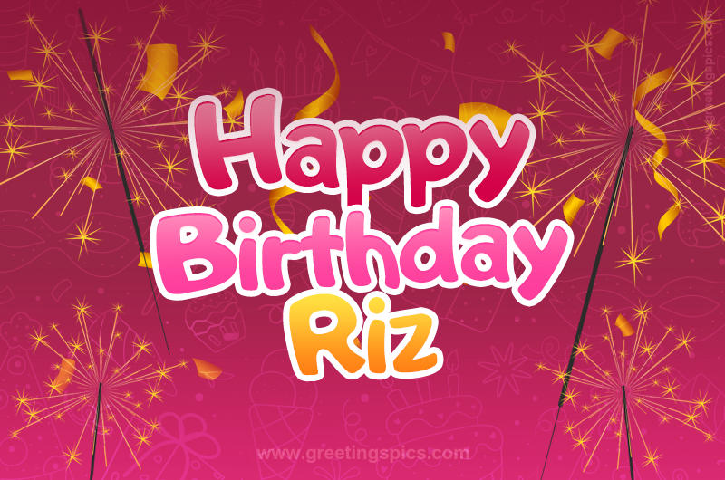 Happy Birthday Riz Image with sparklers