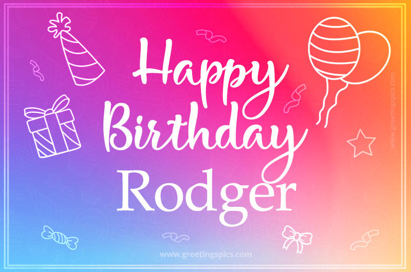 Colorful Happy Birthday Card For Rodger