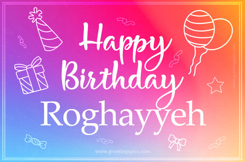 Colorful Happy Birthday Card For Roghayyeh