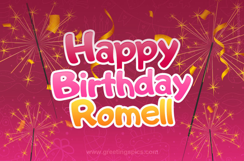 Happy Birthday Romell Image with sparklers