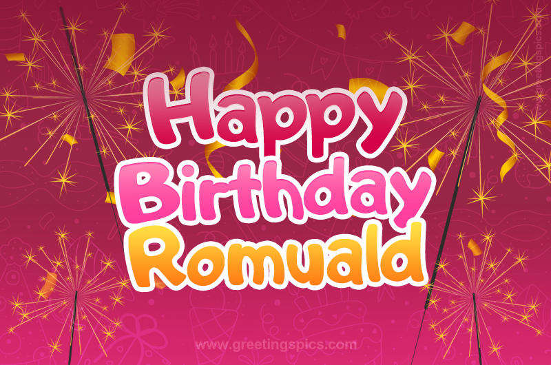 Happy Birthday Romuald Image with sparklers