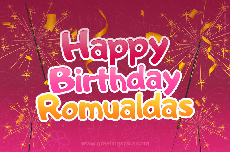 Happy Birthday Romualdas Image with sparklers