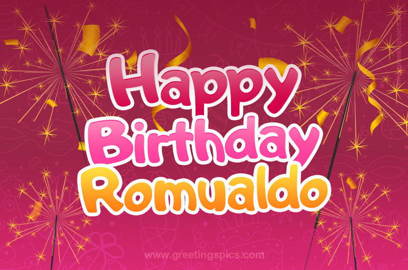 Happy Birthday Romualdo Image with sparklers