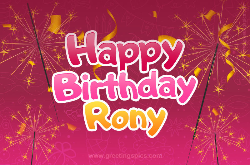 Happy Birthday Rony Image with sparklers