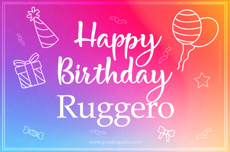 Colorful Happy Birthday Card For Ruggero