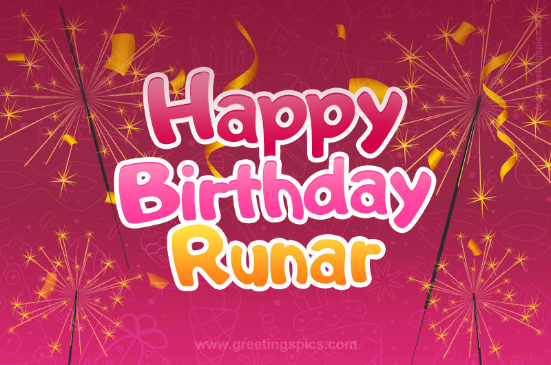 Happy Birthday Runar Image with sparklers