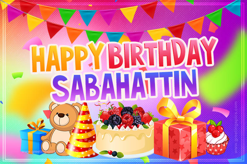 Bright card with Wishes for a Happy Birthday for Sabahattin