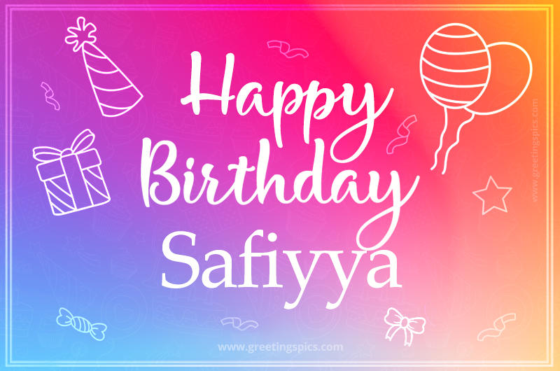 Colorful Happy Birthday Card For Safiyya