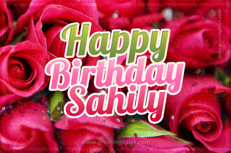 Happy Birthday Sahily beautiful Image with red roses