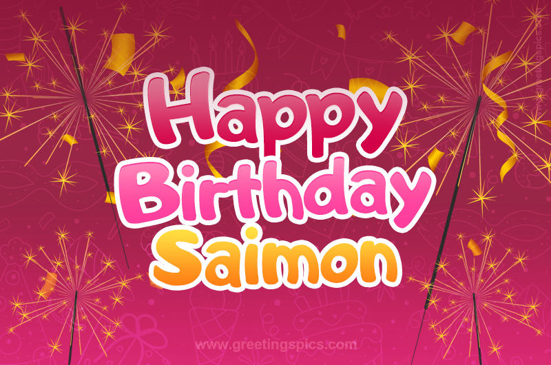 Happy Birthday Saimon Image with sparklers