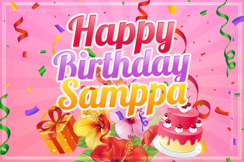 Beautiful Birthday Card for Samppa with pink background