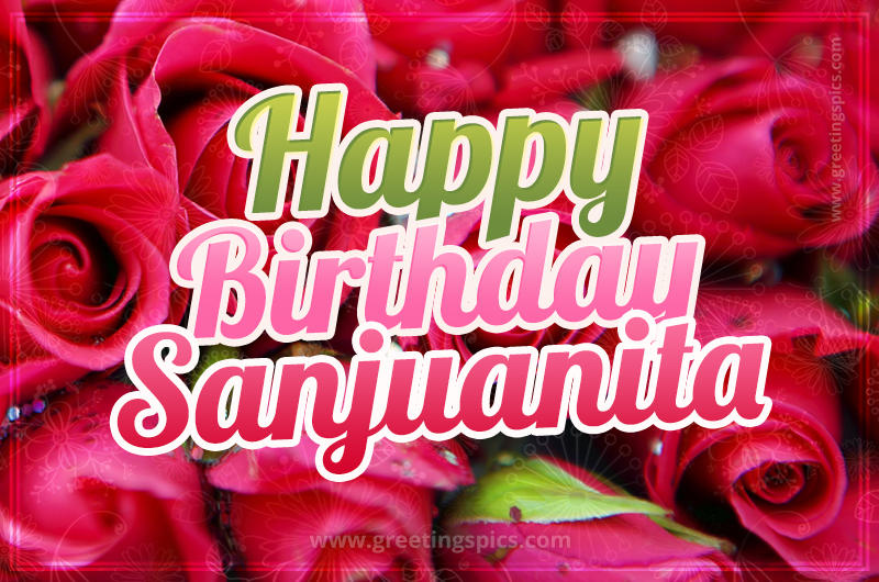 Happy Birthday Sanjuanita beautiful Image with red roses