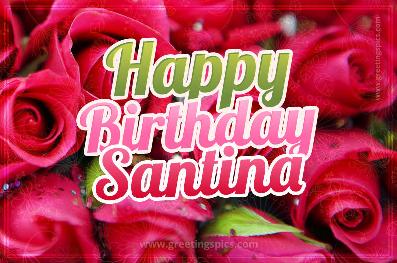 Happy Birthday Santina beautiful Image with red roses