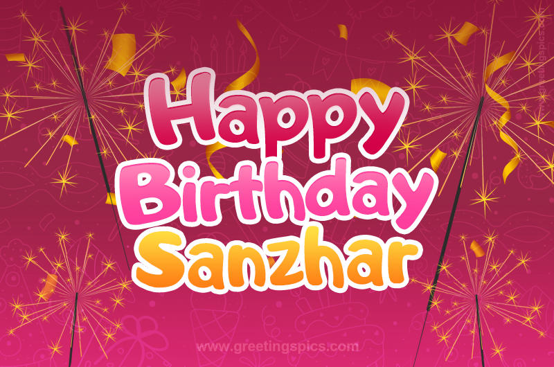 Happy Birthday Sanzhar Image with sparklers