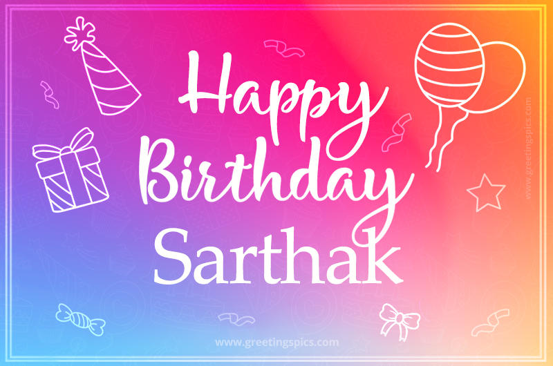 Colorful Happy Birthday Card For Sarthak