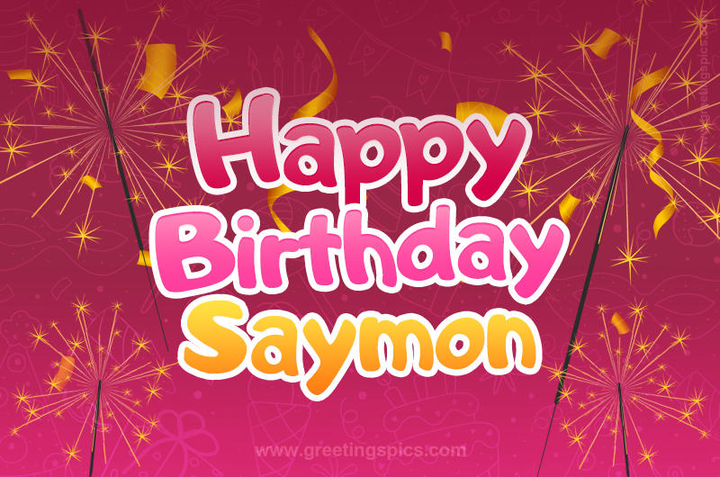 Happy Birthday Saymon Image with sparklers