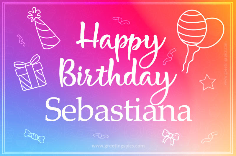 Colorful Happy Birthday Card For Sebastiana