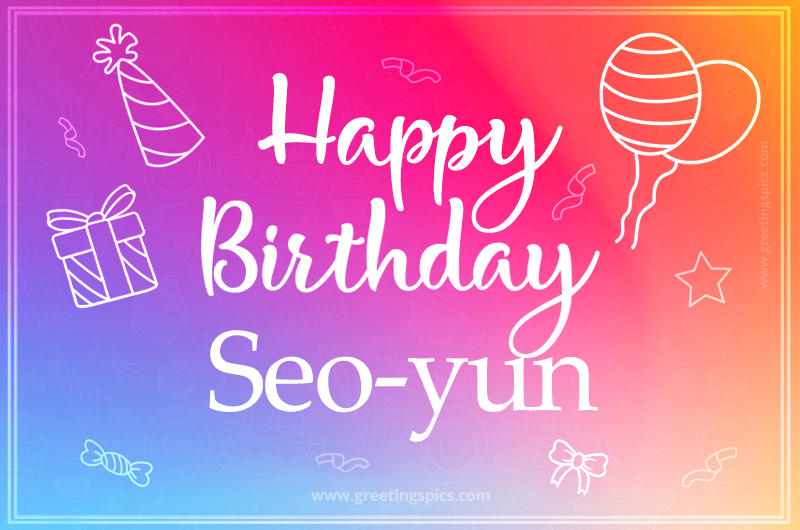 Colorful Happy Birthday Card For Seo-yun