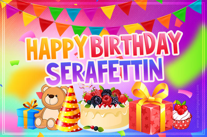 Bright card with Wishes for a Happy Birthday for Serafettin