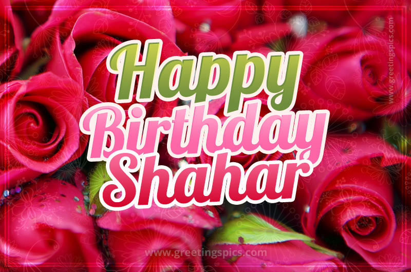 Happy Birthday Shahar beautiful Image with red roses