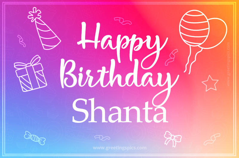 Colorful Happy Birthday Card For Shanta