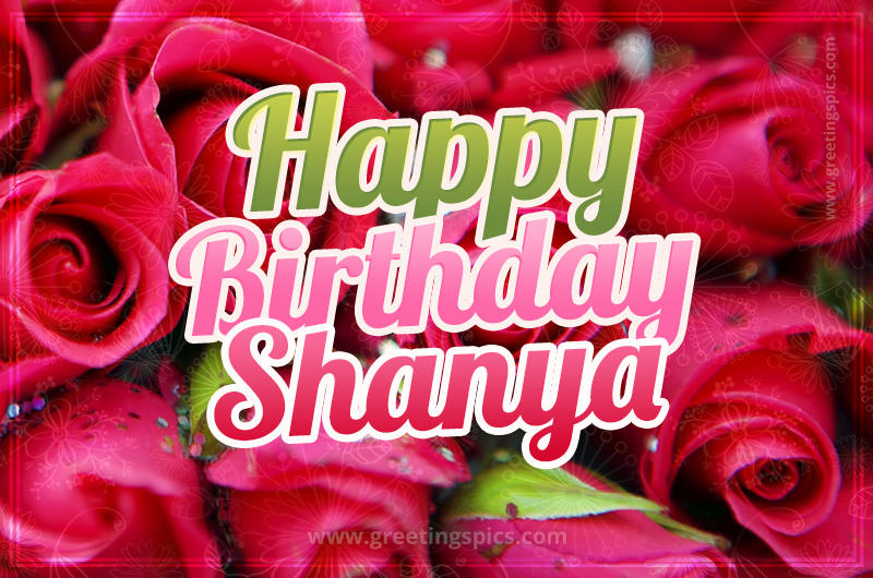 Happy Birthday Shanya beautiful Image with red roses