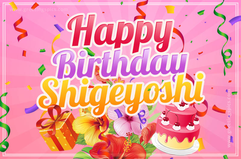 Beautiful Birthday Card for Shigeyoshi with pink background