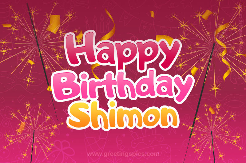 Happy Birthday Shimon Image with sparklers