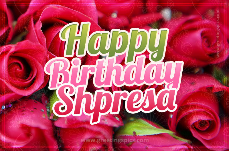 Happy Birthday Shpresa beautiful Image with red roses