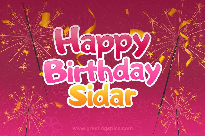 Happy Birthday Sidar Image with sparklers