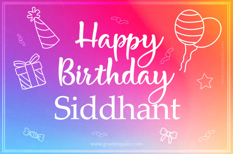 Colorful Happy Birthday Card For Siddhant