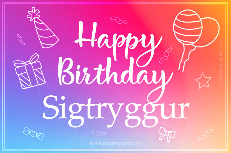 Colorful Happy Birthday Card For Sigtryggur